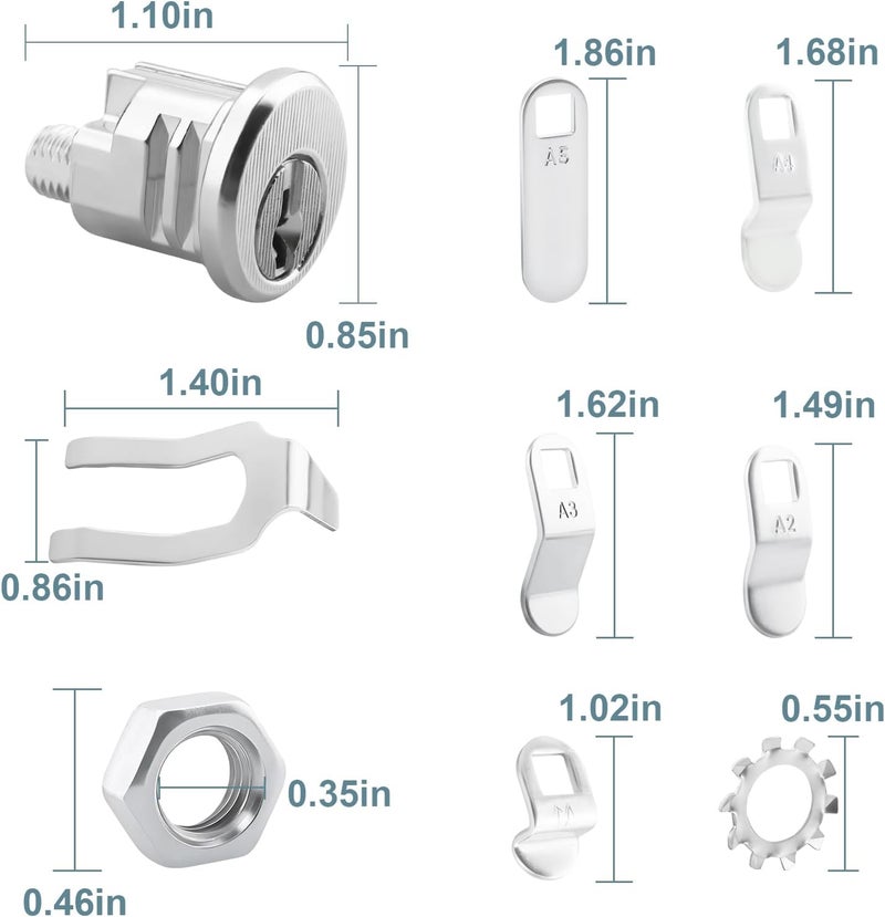 Malae MP4946 Mailbox Lock Replacement Compatible with Cutler-Federal Mailboxes Lock, 1-9/16 in.Cam Reach Mailbox Locks with Keys for Prime-Line Mail Box Lock - Image 2